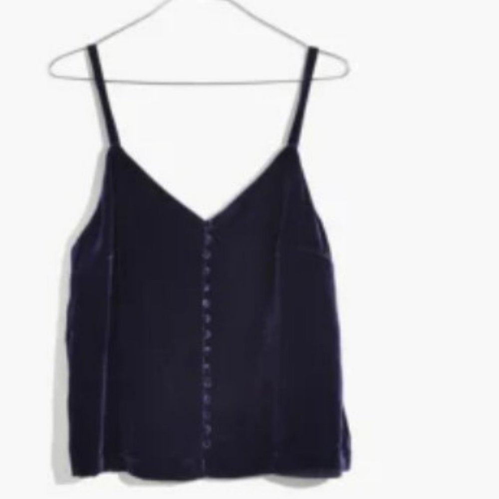 Madewell Velvet Button-Down Cami - Navy